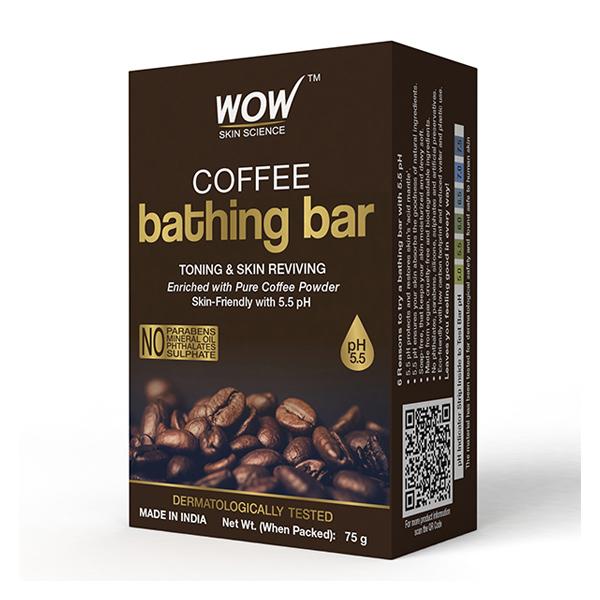 WOW Skin Science Coffee Bathing Bar Skin-Friendly with 5.5 pH 75 gm - Soaps
