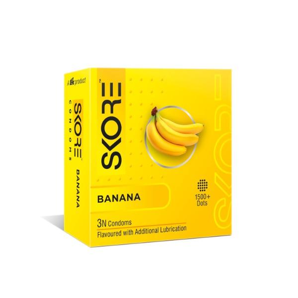 Netmeds | Skore 1500+ Raised Dots Condoms - Banana 3's