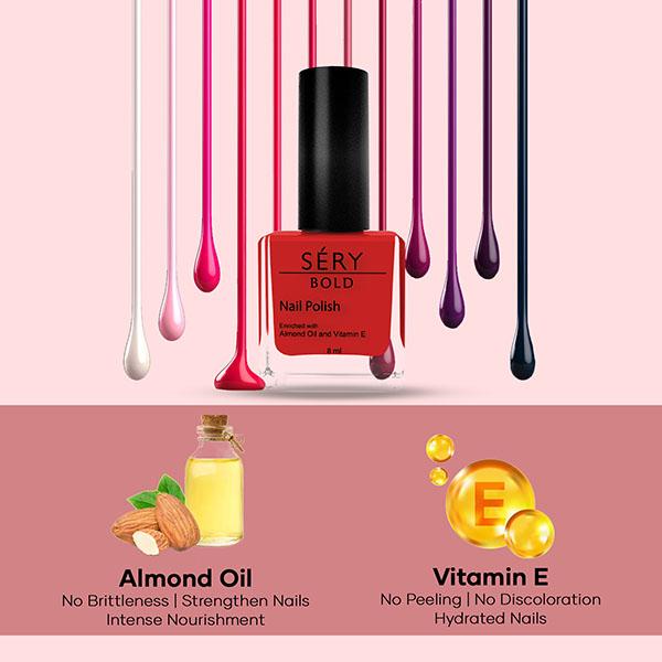 Sery Bold Nail Polish With Almond Oil And Vitamin E, Toxin Free- Dandelion, MNP-08 8 gm - Nail Polish