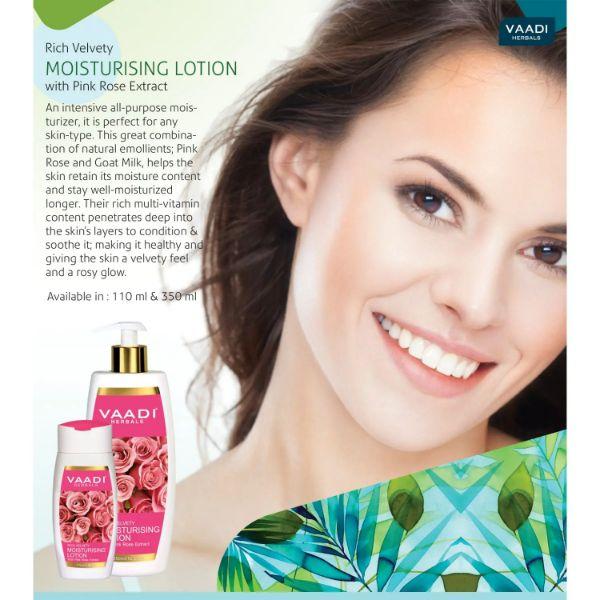Vaadi Herbals Moisturising Lotion With Pink Rose Extract 350 ml - Lotions & Creams