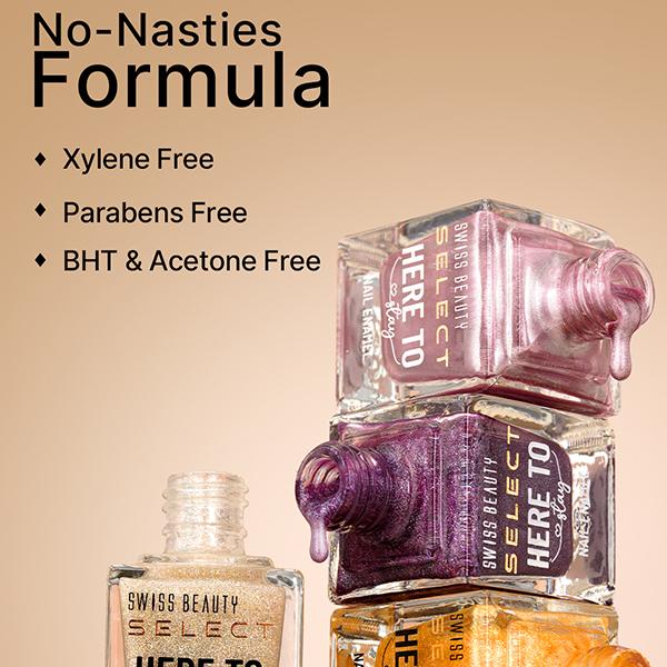 Swiss Beauty Select Here To Stay Nail Enamel With High Gloss Finish Chunky Gold 12 ml - Nail Polish