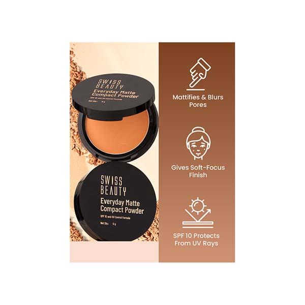 Swiss Beauty Everyday Matte Compact with SPF 10-Honey 9 gm - Compact Powder