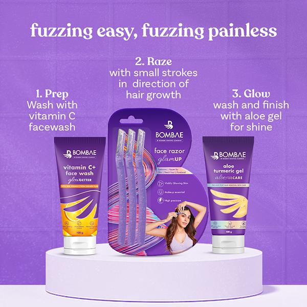 Bombae Glamup Beauty Razor, Reusable and Painless Face Razor 3's - Face & Eyebrow Razors