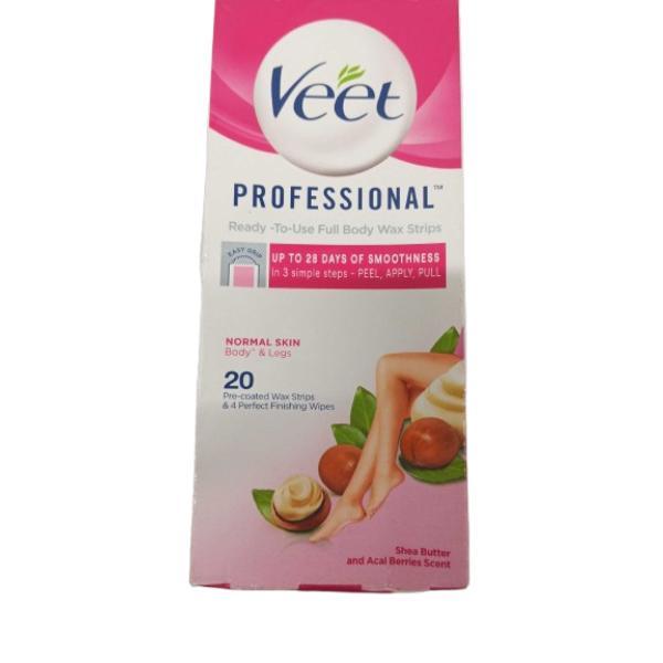 Netmeds | Veet Professional Full Body Wax Strips (Normal Skin) 20's with Perfect Finishing Wipes 4's