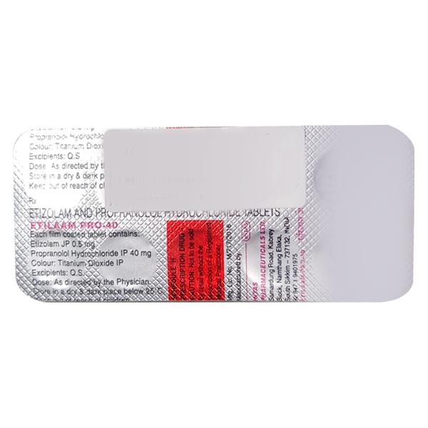 Etilaam Pro 40mg Tablet 10'S - Anxiety-Anx