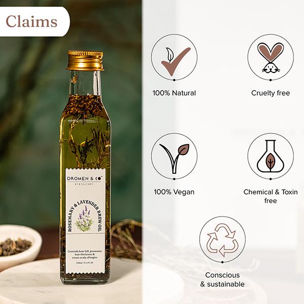 Dromen & Co Rosemary & Lavender Brew Oil Hair Growth Reduces frizz & breakage 250 ml - Hair Oils