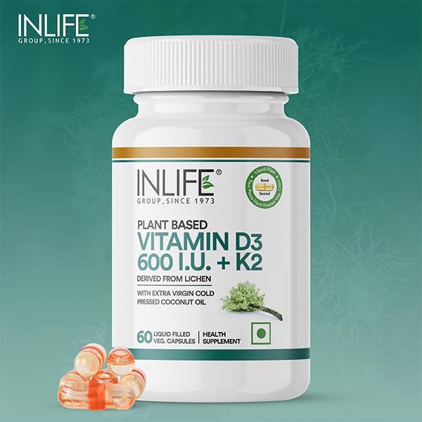 Inlife Vitamin D3 600 IU + K2 Vegan Liquid Capsule 60's - Multi-Vitamins