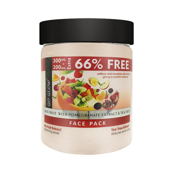Netmeds | Berina Go Glow By Berina Mix Fruit with Pomagrante Extract & Tea Tree Face Pack 500 ml