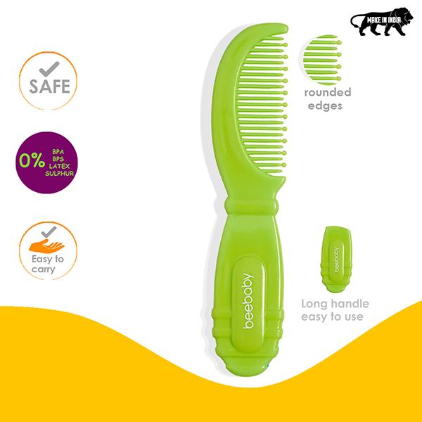 BeeBaby Round Edge Baby Comb -(Pink & Green) 0M+ 2's - Baby Skin Care