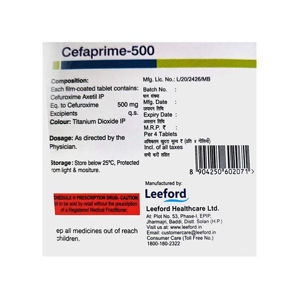 CEFAPRIME 500 Tablet 4's - Bacterial Infections-Cep