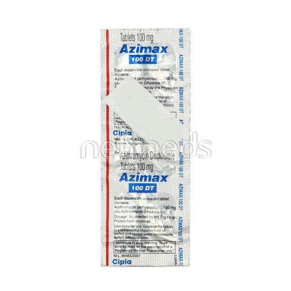 Azimax DT 100mg Tablet 3'S - Bacterial Infections-Mac
