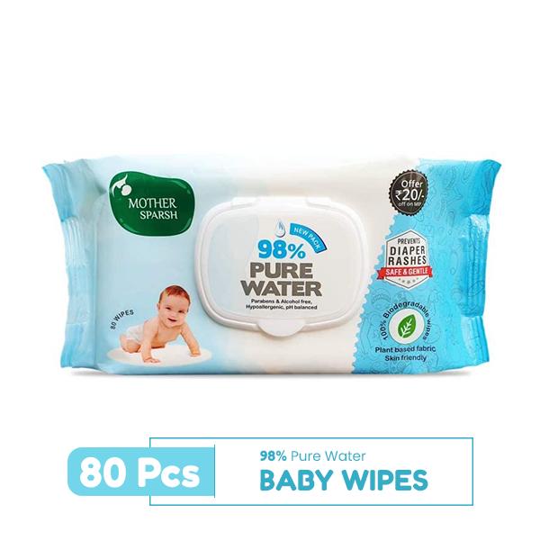Netmeds | Mother Sparsh 98% Water Based Wipes 80's