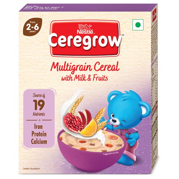 Nestle Ceregrow 2 - 6 years Multigrain Cereal with Milk & Fruits Powder - Refill Pack 300 gm