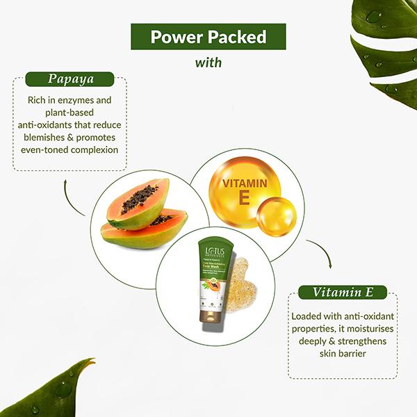 Lotus Botanicals Papaya & Vitamin E Insta Glow Exfoliating Facewash Face Wash 100 ml - Face Washes