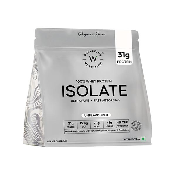 Wellbeing Nutrition 100% Whey Protein Isolate - Unflavoured 1 Kg - Nutritional Supplements