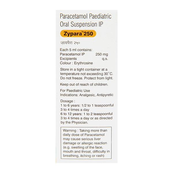 ZYPARA 250 Oral Suspension 60ml - Fever-Ana
