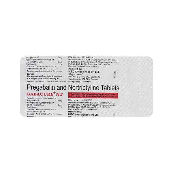 Gabacure NT Tablet 10'S - Neuropathic Pain-Dru