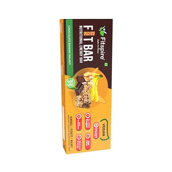 Netmeds | Fitspire Fit Nutrition Energy Bar Banana Chocolate 35 gm