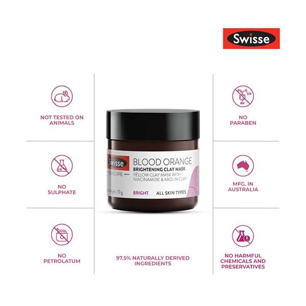 Swisse Skincare Blood Orange Brightening Clay Mask 70 gm - Masks & Peels