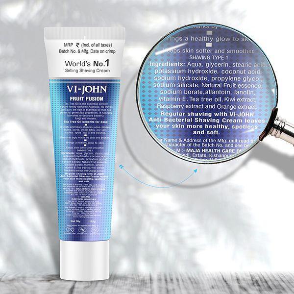 VI-John Shaving Cream Fruit Fusion with Tea Tree Oil and Bacti-Guard for All Skin Types 125 gm - Shaving Creams