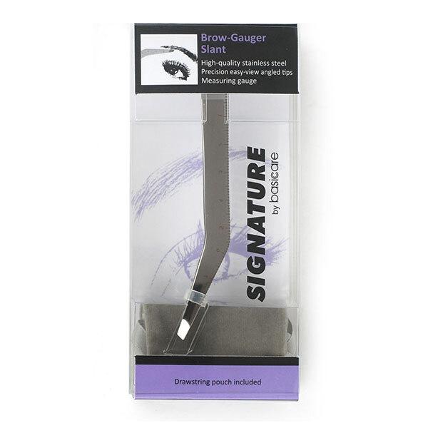 Basicare 5001 SIGNATURE BROW GAUGER SLANT TWEEZERS WITH POUCH 1's - Tweezers