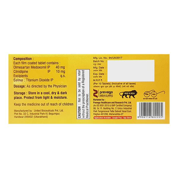 OLMEVAC CL 40/10 Tablet 10's - Hypertension-Ang