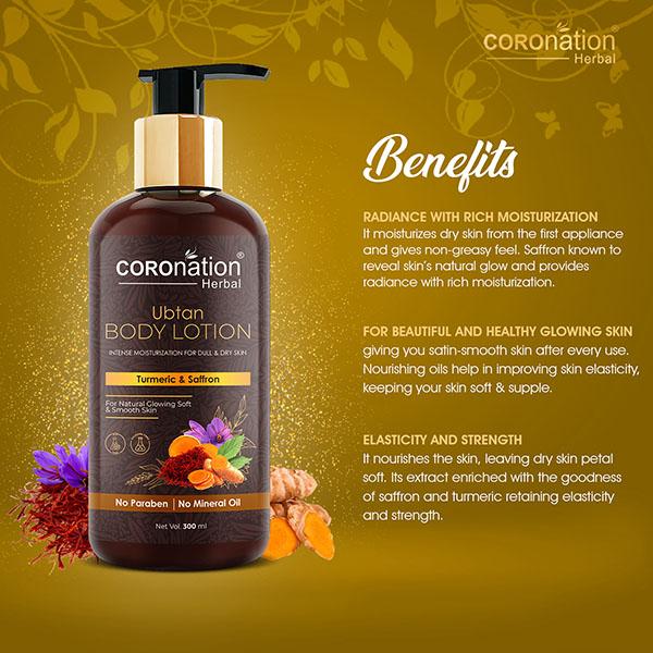 COROnation Herbal Ubtan Body Lotion with Turmeric & Saffaron 300 ml - Lotions & Creams