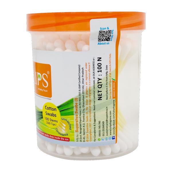 Tulips Cotton Swabs - Jar 100's - Cotton Wool & Swabs