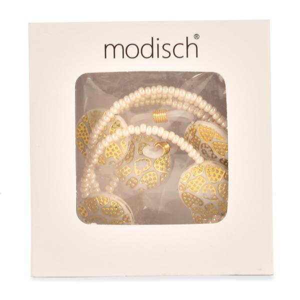 Netmeds | Modisch Off White Beads And White Round Shape Stone With Golden Print Sunglasses Chain (JC-15Owc) 1's