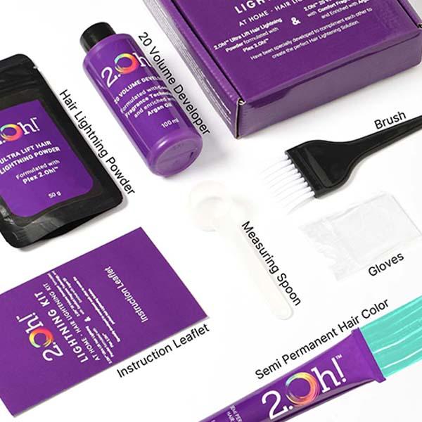 2.Oh! Semi Permanent Hair Color + Lightning Kit - Tropical Blue Combo 1's - Hair Creams