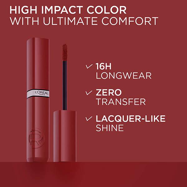 Loreal Paris Infallible Laque Resistance Lacquer-Like Shine, 16H Longwear, 550 Noir Cherry 4 ml - Liquid Lipsticks