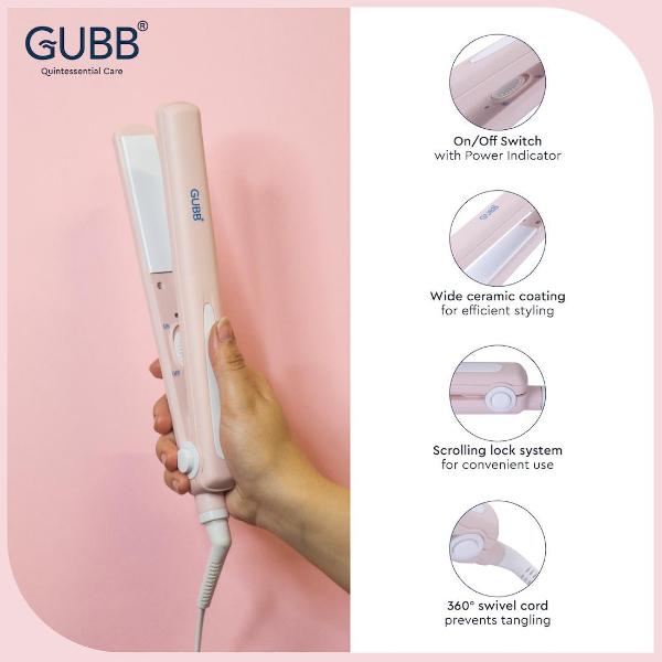 GUBB Hair Straightener with Ceramic Coated Plates - (GB-650) Pink 1's - Straighteners
