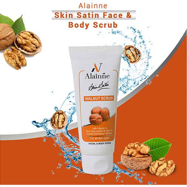 Alainne Skin Satin Walnut Face and Body Scrub 60 gm - Scrubs & Exfoliants