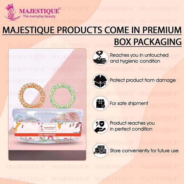 Majestique Spiral Hair Ties For Thick Hair Elastic No Crease Hair Coils Waterproof Ponytail Holders - Multicolor 5's - Hair Clips/Bands