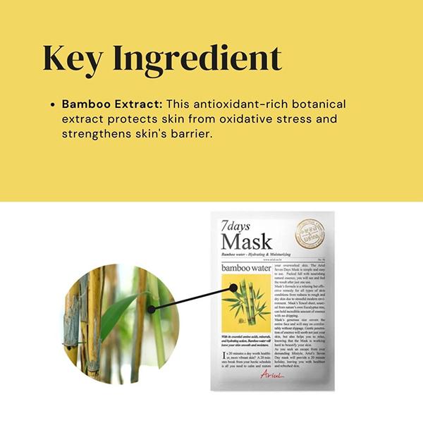 Ariul Seven Days Mask Bamboo water 20 ml - Sheet Masks