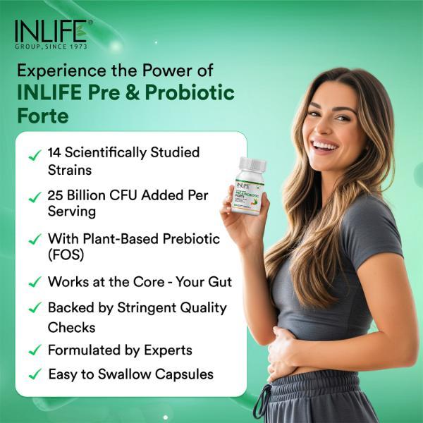 Inlife Pre & Probiotic Forte Veg Capsule 60's - Digestive Health