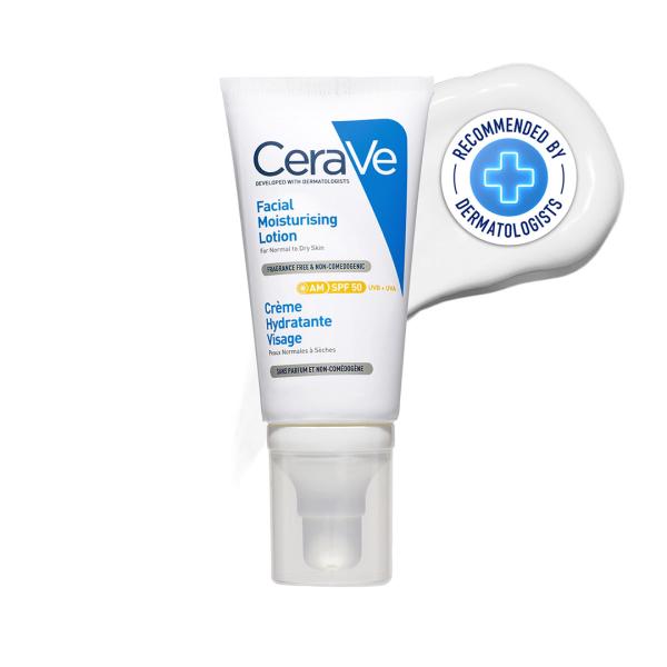 Cerave AM Facial Moisturizing Lotion - Normal to Dry Skin Day Cream With Sunscreen SPF 50 52 ml