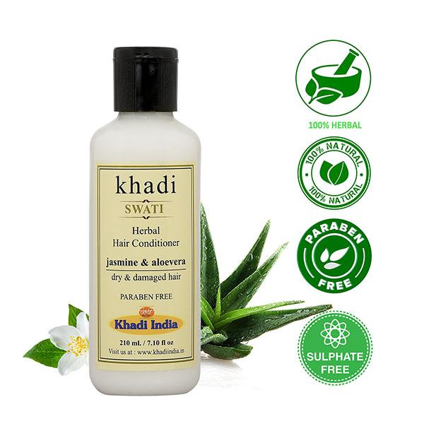 Khadi Swati Herbal Hair Conditioner - Jasmine & Aloevera 210 ml - Conditioners
