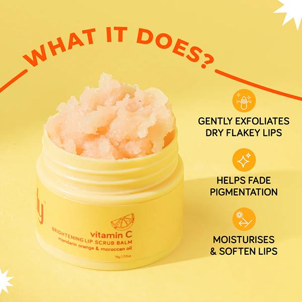 Moody Vitamin C Brightening Lip Scrub Balm with Mango Seed Butter & Turmeric 15 gm - Lip Scrubs