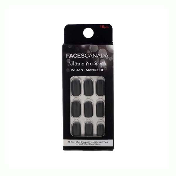 Netmeds | Faces Canada Ultime Pro Splash Instant Manicure - Charcoal , Press On Nail Extensions - 16 Pcs 1's