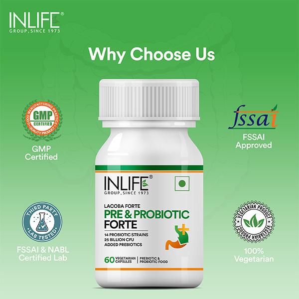 Inlife Pre & Probiotic Forte Veg Capsule 60's - Digestive Health