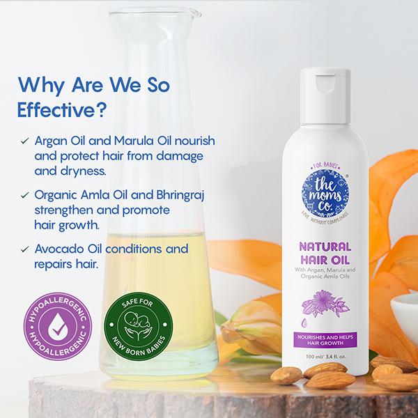 The Mom's Co. Natural Hair Oil with Argan, Marula and Organic Amla Oils 100ml - Creams, Lotions & Oils