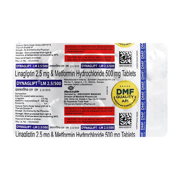 DYNAGLIPT LM 2.5/500 Tablet 10's - Diabetes-Ant