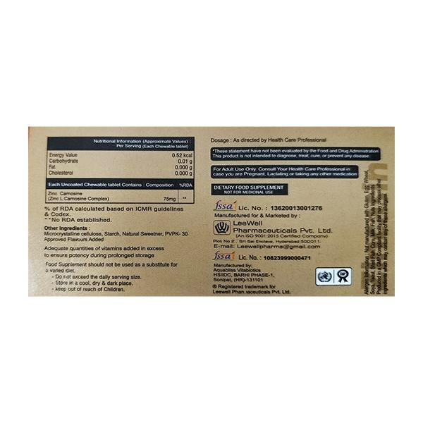 ZINCASIN SUGAR FREE Chewable Tablet 10's - Ulcer/Reflux/Flatulence-Aaa