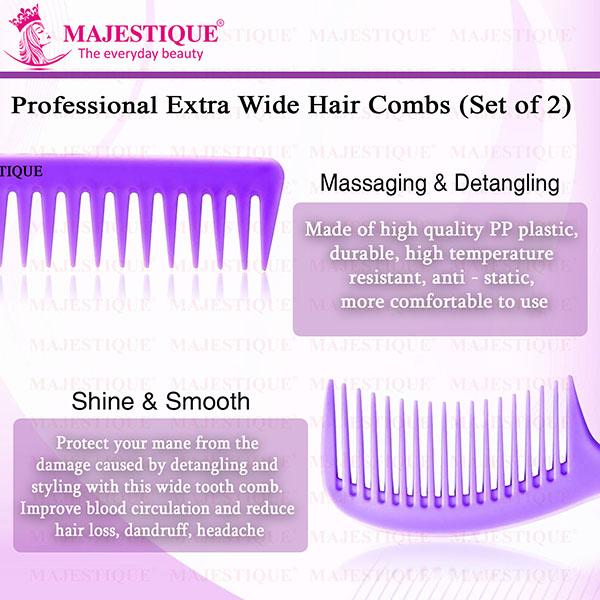 Majestique Extra Wide Comb for Long and Thick Hair, Suitable for All Hair- Multicolor 1's - Hair Combs
