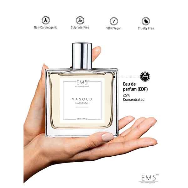 EM5 Masoud Unisex Perfume - Eau De Parfum Spray for Men & Women, Rose Oud Warm Spicy Fragrance 50 ml - Men Perfumes (Edt/Edp)