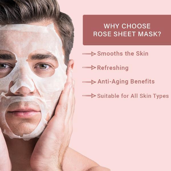 Mancode Rose Facial Sheet Mask For All Skin Types 25 gm - Face Mask
