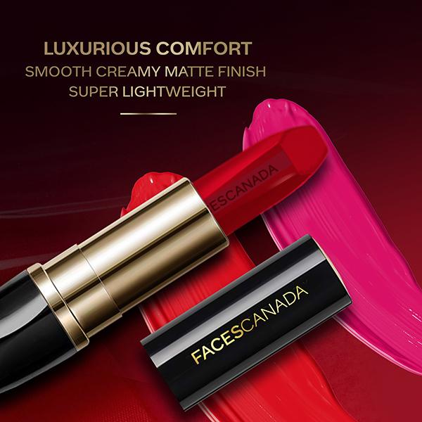 Faces Canada Matte Addiction Lipstick Luxurious Comfort HD Finish with Mulberry Oil & Shea Butter Brazen Pink 01 3.7gm - Lipsticks