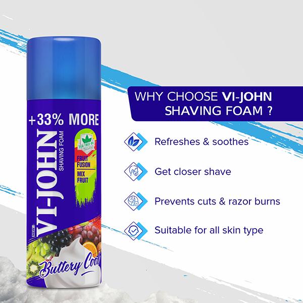 Vi-John Shaving Foam - Fruit Fusion Mix Fruit - Pack of 2 x 400 gm - Shaving Foams