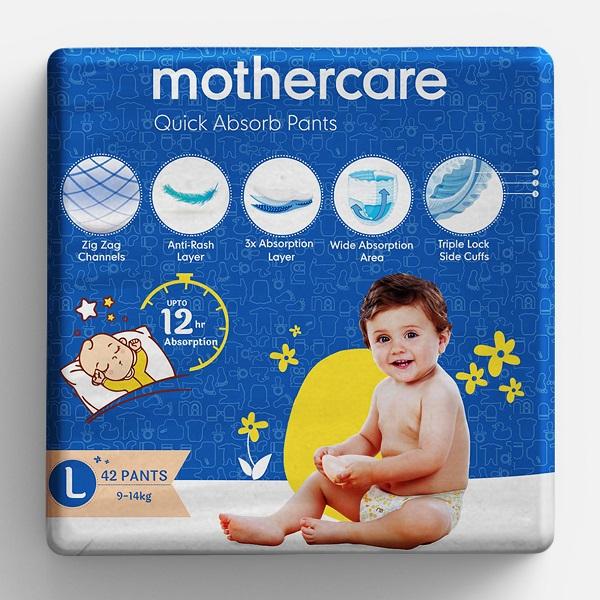 Netmeds | Mothercare Quick Absorb Diaper Pants (L) 42's